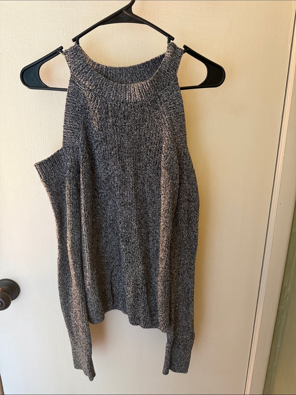 rag & bone Gray Cold-Shoulder Knit Sweater